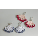 Crochet Fan Earrings / Crochet Fan Drops / Crochet Earrings / Handmade E... - $165.85 MXN