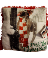 Christmas Throw Pillow 13&quot;x13&quot; Home Decor Avanti Dog Tongue Ice Stuck on... - $10.37 CAD