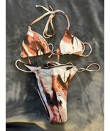 MATTE COLLECTION Bikini Swimsuit Brown Design 2 Piece String Size XS - $24.99