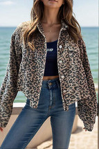 Leopard Button Down Long Sleeve Jacket - £43.18 GBP