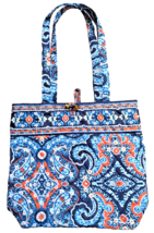 Vera Bradley 2015 Marrakesh Print Navy/Orange Paisley Tote Shoulder Bag Purse - £22.28 GBP