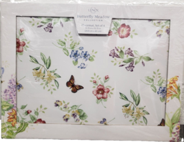 Set of 4 Hard Placemats With Cork Back (12&quot; x 16&quot;) BUTTERFLIES &amp; FLOWERS... - $29.69