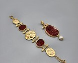 Tagliamonte Venetian Glass Intaglio Red Bracelet &amp; Pendant 925 Gold Plat... - $270.89