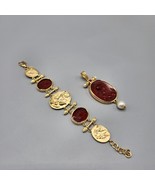 Tagliamonte Venetian Glass Intaglio Red Bracelet &amp; Pendant 925 Gold Plat... - £211.79 GBP
