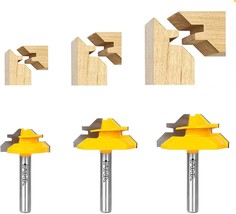 MNA 45 Degree Lock Miter Router Bit 3-Piece Set, for 1/2”, 5/8”, 3/4” Cutting - £33.82 GBP