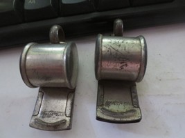 2 Vintage Signal Blow Whistles Metal body Cork Inside Working Loud 2&quot; - $315.37 MXN