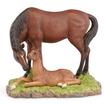 Lenox Mother &amp; Foal Horse Figurine Bay Mare Lying In Meadow Peaceful Moment NEW - £79.83 GBP