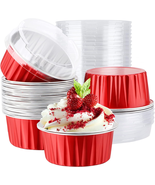 Disposable Ramekins with Lids,  30Pcs 5Oz Aluminum Foil Cupcake Baking C... - £12.90 GBP