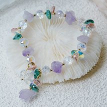 Ethnic Shiny Irregular Natural Purple Crystal Raw Ore Beaded Strand Bracelets fo - £15.48 GBP