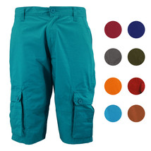 Men's Relaxed Fit Cotton Zip Fly Cargo Shorts Multi Button Flap Pockets - $24.10