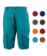 Men&#39;s Relaxed Fit Cotton Zip Fly Cargo Shorts Multi Button Flap Pockets - £19.04 GBP