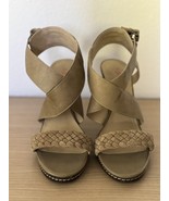 Levity High Heels Leather Cuffed Strappy Sandal  Light Olive Tan Gorgeous! - $19.79