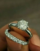 Wedding Engagement Bridal Ring Set 1.75ct Round Diamond 14k White Gold Plated - £83.58 GBP