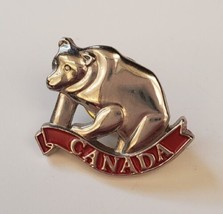 Canada Collectible Souvenir Travel Pin Silvertone Bear Pinchback - £15.41 GBP