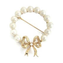 Vintage Pearl Wreath Brooch Pin 14K Yellow Gold, 11.93 Grams - £1,434.84 GBP