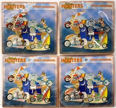 Hooters Restaurant South Carolina Sc Motorcycle Girl Puzzle Lapel Pin Set Of 4 - £59.94 GBP