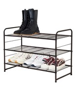 Stackable And Expandable Shoe Rack, 3 Shelves Metal Wire Utility Rack , ... - £31.33 GBP