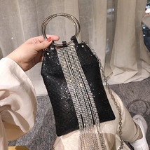 Tassel Handbag Golden Silver Black Color Sequin Women Clutch Evening Bag Ladies  - £44.84 GBP