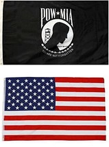 AES 12x18 12&quot;x18&quot; Wholesale Combo USA American &amp; Pow Mia Prisoner Flag Grommets  - £6.13 GBP