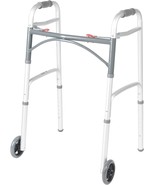 Drive Medical 10200-1 Deluxe 2-Button Folding Walker with 5&quot; Wheels - Si... - £18.36 GBP