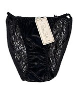 Vintage Rene Rofe String Bikini Panties Velvet See Through Black Lace Sz... - $40.13 CAD