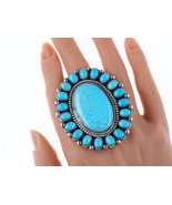 Adjustable Hemerson Brown Navajo Sterling and Kingman turquoise cluster ... - $673.20