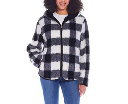 Weatherproof Women&#39;s Size XL Black/White Soft Hooded Zip Reversible Jack... - $22.49