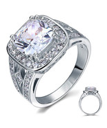 4CT Cushion Cut Created Diamond Halo 925 Silver Vintage Style Engagement... - £84.48 GBP