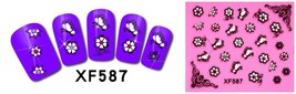 Nail Art 3D Stickers Stones Design Decoration Tips Butterfly White Black... - $55.01 MXN