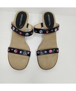 Aerosoles Women&#39;s Black Leather 3 1/2 Inch Heel Slip-On Sandals Size 7 NWOT - $24.75