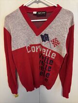 Corvette 1970s Cardigian Sweater Red  Racing Style Auto Vintage  Large - $122.76