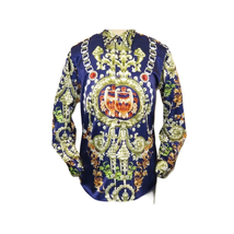 Men Oscar Banks Turkey Shirt Satin Entertainer Performer 6335-04 navy Floral image 12