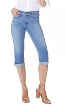 NYDJ Marilyn Crop Jeans w/ Cuff Detail Blue denim Reg 14 NEW A309479 - £21.20 GBP