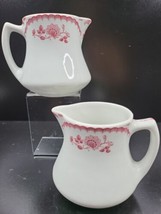 2 Shenango China Chardon Rose Red Creamers Set Vintage Restaurant Dishwa... - $39.47