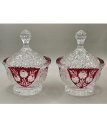 5th Avenue Crystal Glass-Rosaline Ruby-Covered Candy Dish-2 Lot-Vintage - $29.03 CAD