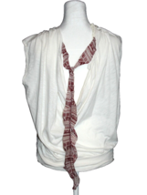 American Eagle Burnout Shirt Top Ivory Short Sleeve Sz Medium M Back Tie Scarf - £17.72 GBP