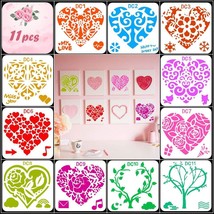 Flower Love Heart Stencils - 11pcs Craft Cards Scrapbooking Wedding, Reusable Pl - $16.82