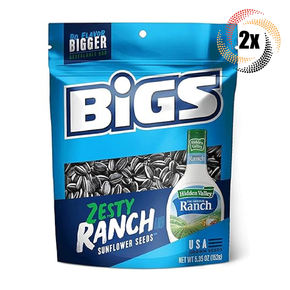2x Bags Bigs Hidden Valley Zesty Ranch Flavor Sunflower Seed Bags | 5.35oz - $17.70