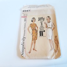 Simplicity 4947 Jiffy Dress One Piece Size 14 Bust 34 Pattern Cut - $13.86