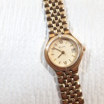 Vintage Bulova Women Watch Gold Stainless Steel Water Resist Battery Dat... - £32.56 GBP