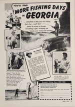 1954 Print Ad More Fishing Days in Georgia, Dept of Commerce Huge Fish A... - $19.78