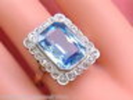 Antique Art Deco 8ct Blue Spinel .38ctw Rose Diamond Platinum 18K Ring 1930 sz10 - £1,007.49 GBP