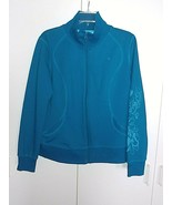 ATHLETIC WORKS LADIES LS ZIP STRETCH WARM-UP JACKET-TEAL-L(12/14)-WORN O... - $6.99