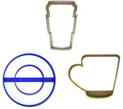 Coffee And Doughnuts Donut Breakfast Set Of 3 Cookie Cutters USA PR1201 - £3.98 GBP