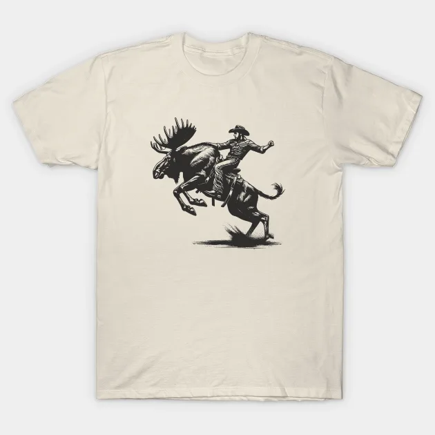 Moose Rodeo Rider - Elk Cowboy - Rodeo T-Shirt - $319.81 MXN