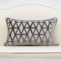 Gray Alerfa 12 X 20 Inch Rectangle Diamond Plaid Striped Embroidery Cut Velvet - $44.98