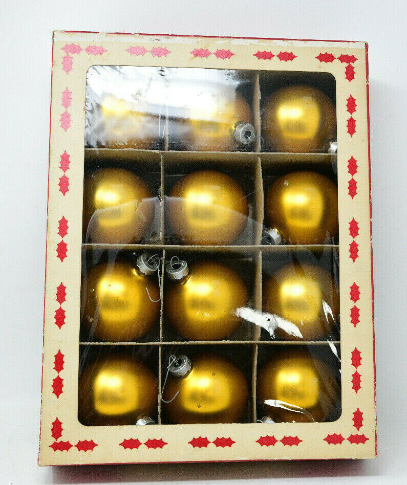 Vintage Coby Glass Gold Balls Christmas Ornaments in Orginal Box - $14.95