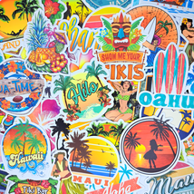 50 PCS Hawaii Summer Beach Traveling Sticker Pack, Surfing Holiday Lugga... - £10.79 GBP