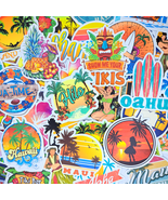 50 PCS Hawaii Summer Beach Traveling Sticker Pack, Surfing Holiday Lugga... - £10.79 GBP