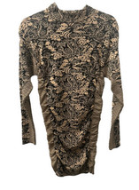 Zara Medium Knit Mockneck Long Sleeve Paisley Ruched Mini Dress Blogger Fave NEW - £21.70 GBP